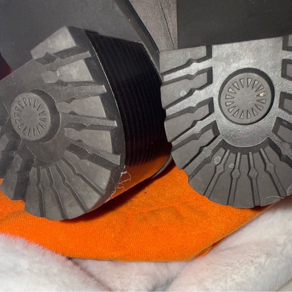 UGG Charcoal Suede Chunky Heeled Boots - Picture 4 of 10